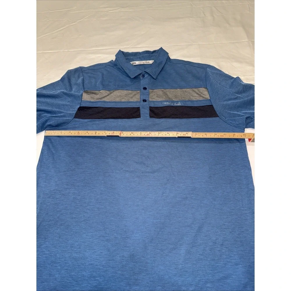 Travis Mathew Polo Shirt Men Sz Large Blue Anthem Country Golf Club Short Sleeve